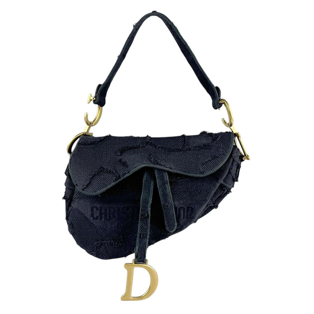 Christian Dior Handbag Saddle Bag Canvas Black